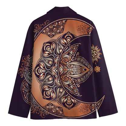 Bohemian Moon And Sun Print Men's Cotton Blazer