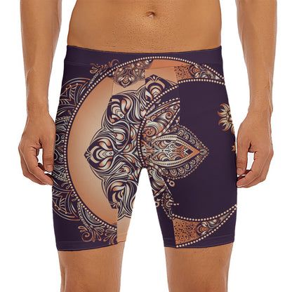 Bohemian Moon And Sun Print Men's Long Boxer Briefs