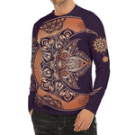 Bohemian Moon And Sun Print Men's Long Sleeve Rash Guard