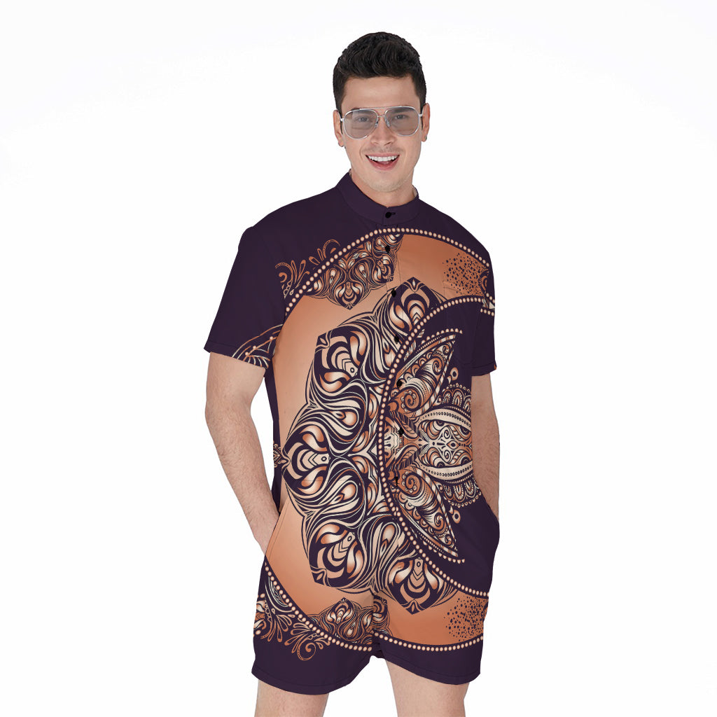Bohemian Moon And Sun Print Men's Rompers