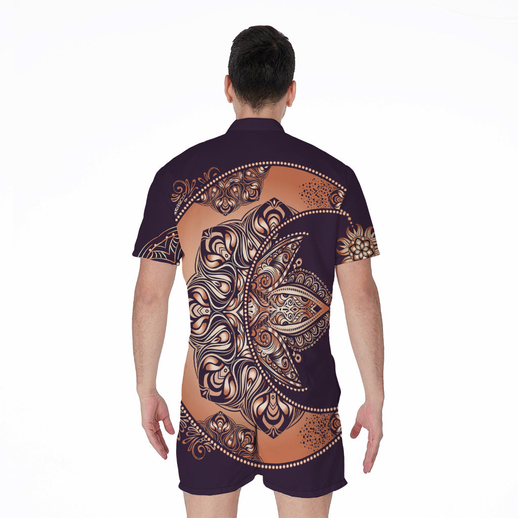 Bohemian Moon And Sun Print Men's Rompers