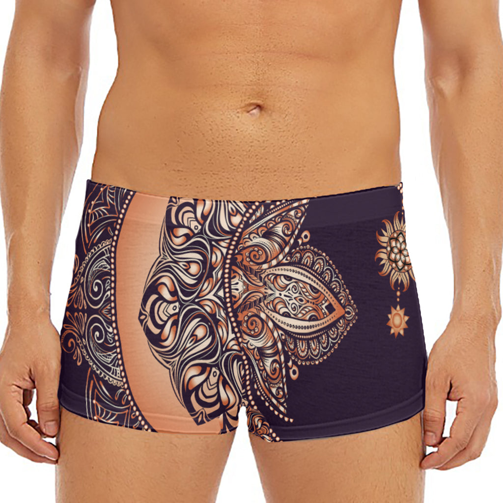 Bohemian Moon And Sun Print Men's Short Boxer Briefs