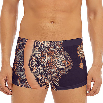Bohemian Moon And Sun Print Men's Short Boxer Briefs