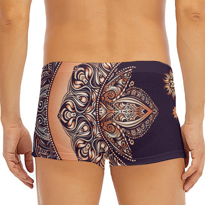 Bohemian Moon And Sun Print Men's Short Boxer Briefs