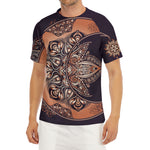 Bohemian Moon And Sun Print Men's Short Sleeve Rash Guard