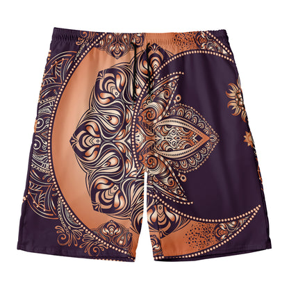 Bohemian Moon And Sun Print Men's Swim Trunks