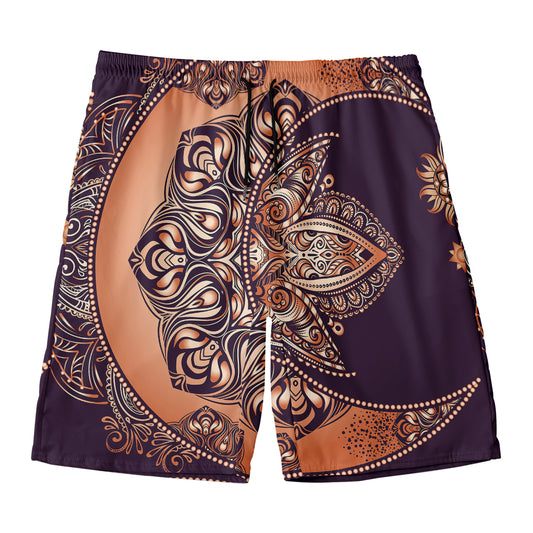 Bohemian Moon And Sun Print Men's Swim Trunks