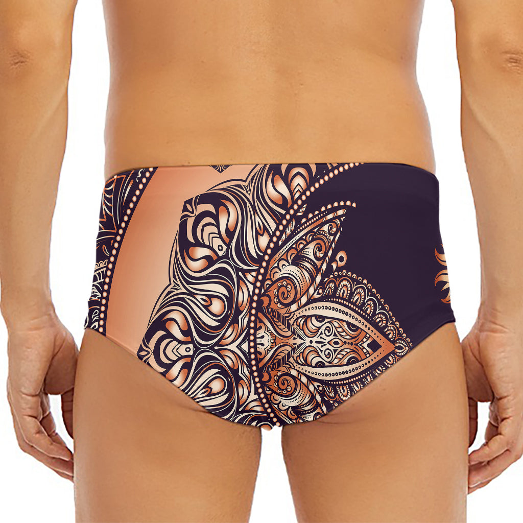 Bohemian Moon And Sun Print Men's Triangle Swim Briefs