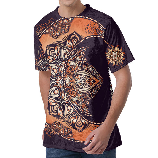 Bohemian Moon And Sun Print Men's Velvet T-Shirt