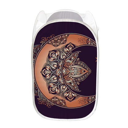 Bohemian Moon And Sun Print Mesh Laundry Hamper