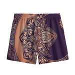 Bohemian Moon And Sun Print Mesh Shorts