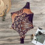 Bohemian Moon And Sun Print One Shoulder Bodysuit