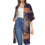 Bohemian Moon And Sun Print Open Front Beach Cover Up