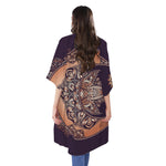 Bohemian Moon And Sun Print Open Front Beach Cover Up