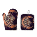 Bohemian Moon And Sun Print Oven Mitt And Pot Holder Set