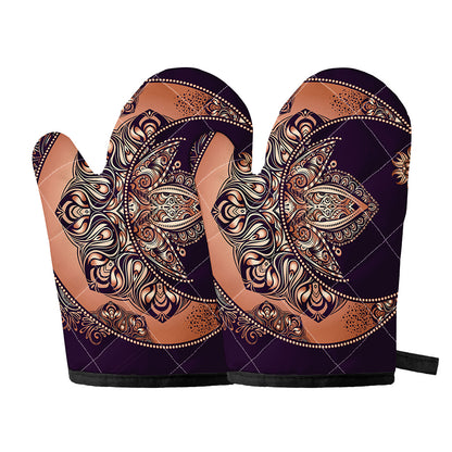 Bohemian Moon And Sun Print Oven Mitts