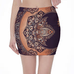 Bohemian Moon And Sun Print Pencil Mini Skirt