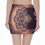 Bohemian Moon And Sun Print Pencil Mini Skirt
