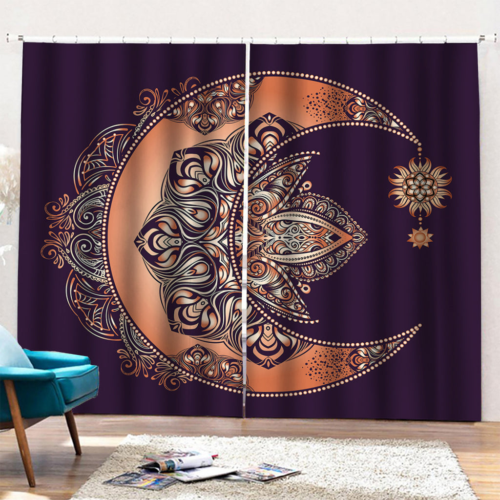 Bohemian Moon And Sun Print Pencil Pleat Curtains