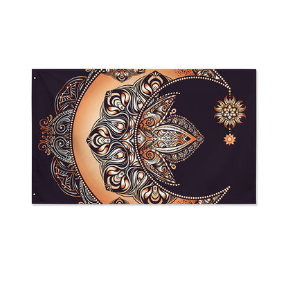 Bohemian Moon And Sun Print Polyester Flag