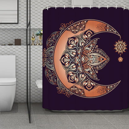 Bohemian Moon And Sun Print Polyester Shower Curtain