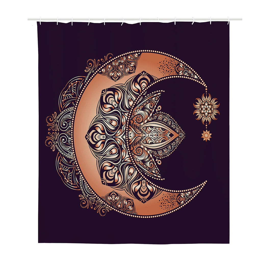 Bohemian Moon And Sun Print Polyester Shower Curtain