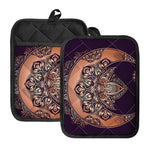 Bohemian Moon And Sun Print Pot Holders With Pocket