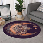 Bohemian Moon And Sun Print Round Rug