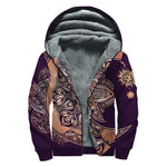 Bohemian Moon And Sun Print Sherpa Lined Zip Up Hoodie