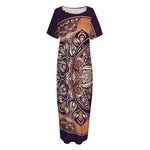 Bohemian Moon And Sun Print Short Sleeve Long Nightdress