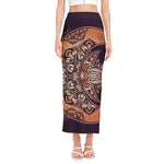 Bohemian Moon And Sun Print Side Slit Maxi Skirt