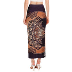 Bohemian Moon And Sun Print Side Slit Maxi Skirt