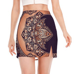 Bohemian Moon And Sun Print Side Slit Mini Skirt