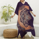 Bohemian Moon And Sun Print Silk V-Neck Kaftan Dress