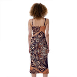 Bohemian Moon And Sun Print Slim Fit Midi Cami Dress