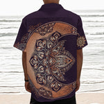 Bohemian Moon And Sun Print Textured Short Sleeve Shirt