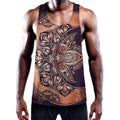 Bohemian Moon And Sun Print Men's Workout Tank Top