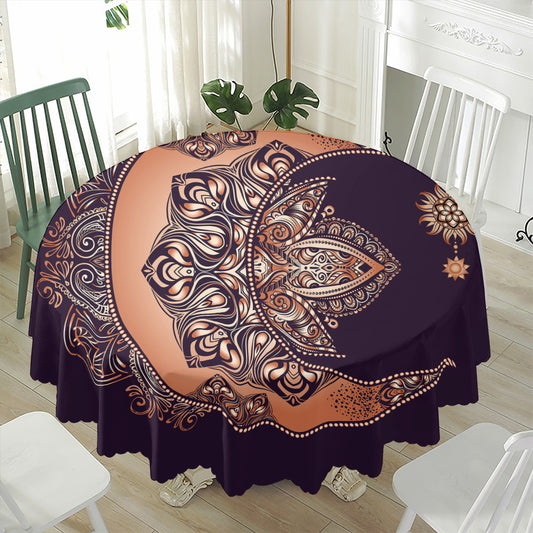 Bohemian Moon And Sun Print Waterproof Round Tablecloth