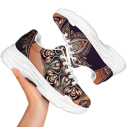 Bohemian Moon And Sun Print White Chunky Shoes