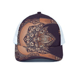 Bohemian Moon And Sun Print White Mesh Trucker Cap