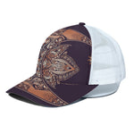 Bohemian Moon And Sun Print White Mesh Trucker Cap