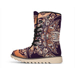 Bohemian Moon And Sun Print Winter Boots
