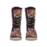 Bohemian Moon And Sun Print Winter Boots