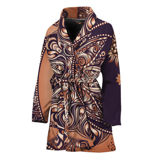 Bohemian Moon And Sun Print Women's Bathrobe