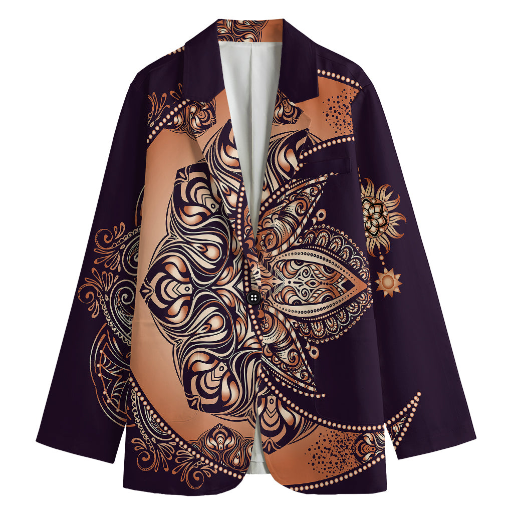 Bohemian Moon And Sun Print Women's Blazer
