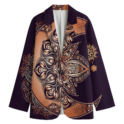 Bohemian Moon And Sun Print Women's Blazer