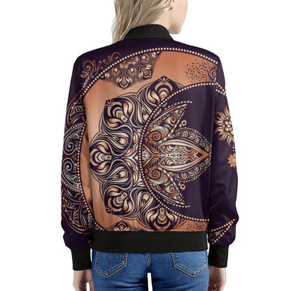 Bohemian Moon And Sun Print Women's Bomber Jacket
