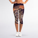 Bohemian Moon And Sun Print Women's Capri Leggings