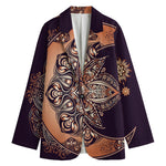 Bohemian Moon And Sun Print Women's Cotton Blazer