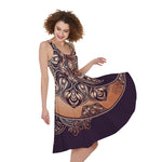 Bohemian Moon And Sun Print Women's Sleeveless Dress